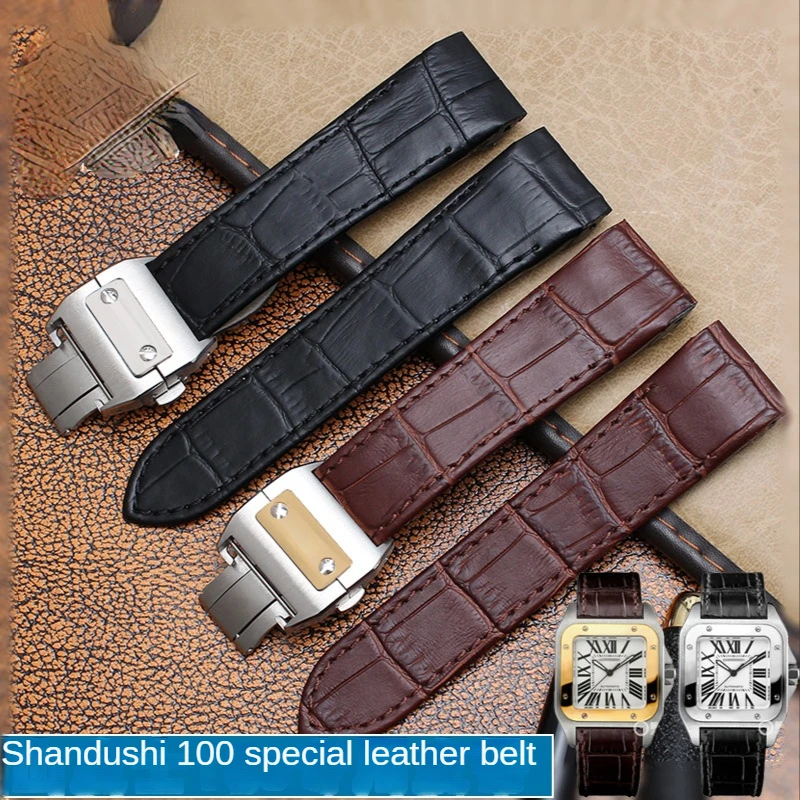 Cartier Watch Santos - Hakiki Deri Kordonlu Saat Cartier Santos